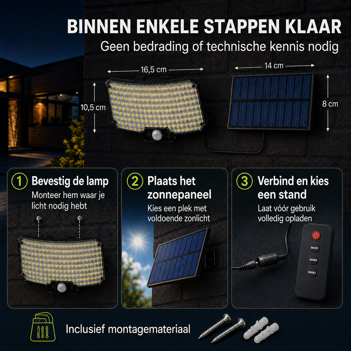 Solar LED Buitenlamp met Bewegingssensor