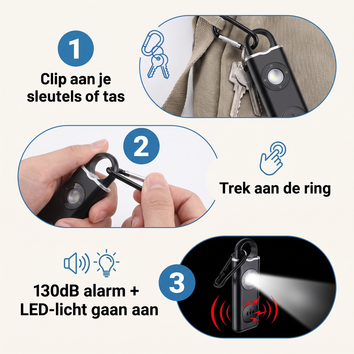 Zelfverdedigingsalarm 130dB