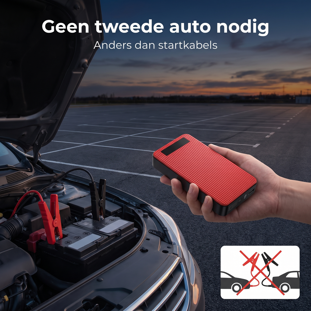 Geen tweede auto nodig, anders dan startkabels
