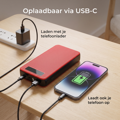 Oplaadbaar via USB-C en laadt ook je telefoon op